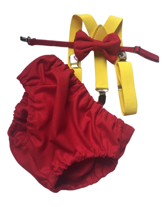 3 Piece Red Cake Smash Outfit - 1st Birthday Set