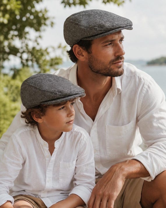 Father and Son Newsboy Cap - Dad and Son Flat Cap - Daddy and Me Matching Hat - Made to Order