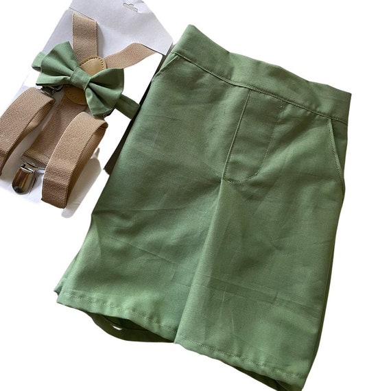 Ring Bearer Page Boy Christening Wedding 4pc Linen Blend Suit Braces Set Cake smash outfit