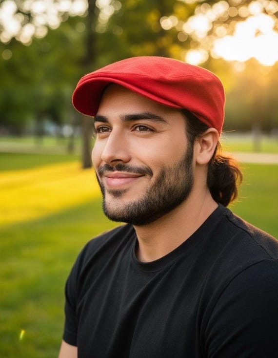 Red Flat Cap, Red Newsboy Hat, Birthday Boy Red Hat, Man Red Flat Cap Hat Gift, Canada day cap, Valentine’s Day cap, Independence Day cap