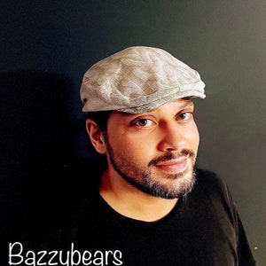 White flat cap Hat, Flat Cap, Canvas fall Hat, Peaky Blinders Hat, Baker Boy Hat, Unisex Summer Hat, Gatsby Hat, Handmade Hat, Newsboy Cap