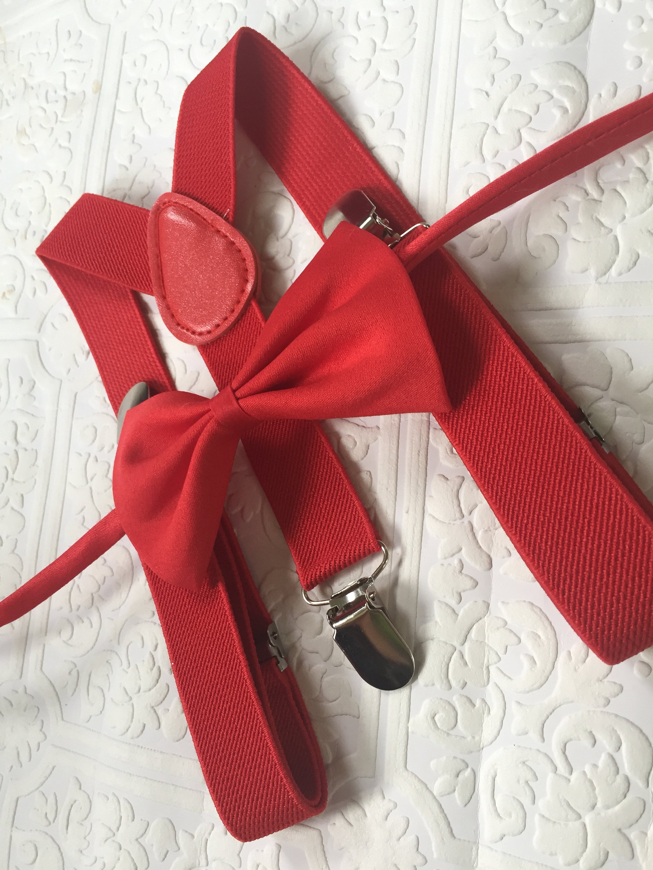 Red suspenders and bow tie, red suspender for toddlers, bow tie and suspenders, Red bow ties for
