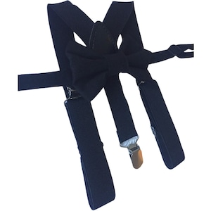 Black Bow Tie and Suspenders: Black Suspenders, Suspenders. Toddler Suspenders, Baby Suspenders, Boys Suspenders, Ring Bearer, Mens