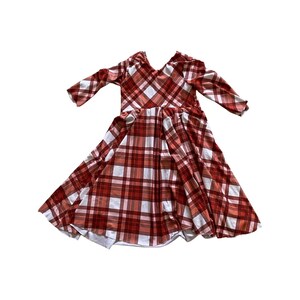 Vestito a spirale floreale arancione bruciato e boho per bambine, vestito autunnale per foto di famiglia per bambine, vestito moderno a spirale, vestiti unici per bambine, vestito per bambine