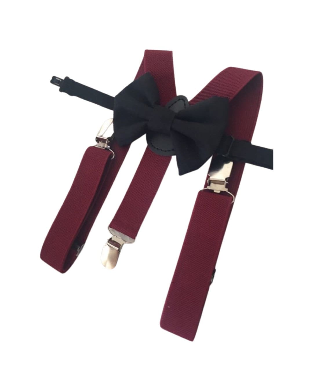 burgundy suspenders and tie