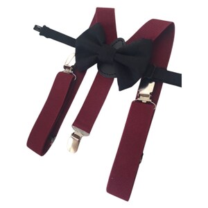 Burgundy bow tie and suspenders, Burgundy suspenders, burgundy bowtie, suspenders and bowtie, bowtie and suspenders, burgundy bow tie, baby