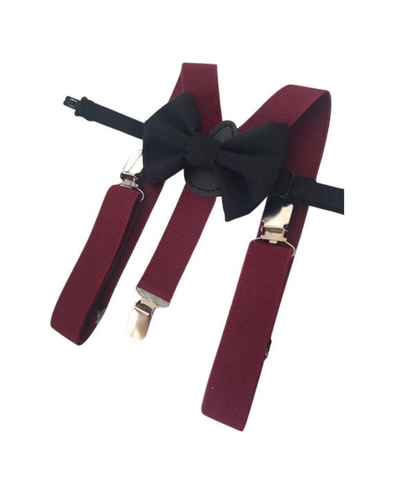 Burgundy bow tie and suspenders, Burgundy suspenders, burgundy bowtie, suspenders and bowtie, bowtie and suspenders, burgundy bow tie, baby