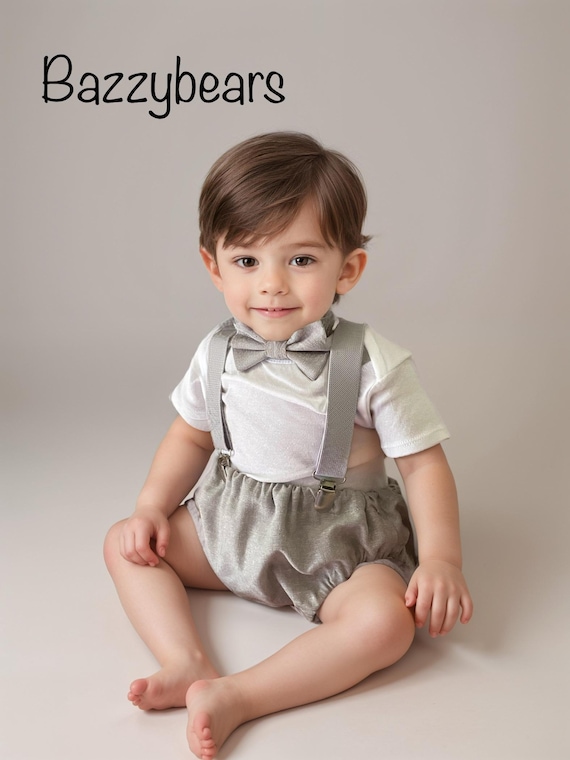 Light denim sitter set - baby boy photo prop - baby clothes - vintage style - first birthday crown - cake smash outfit