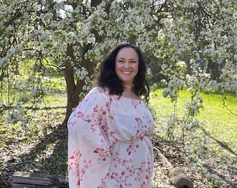 chiffon goddess dress | bohemian butterfly sleeve maxi dress | bright oversize flowy goddess dress | long off shoulder flower dress | boho