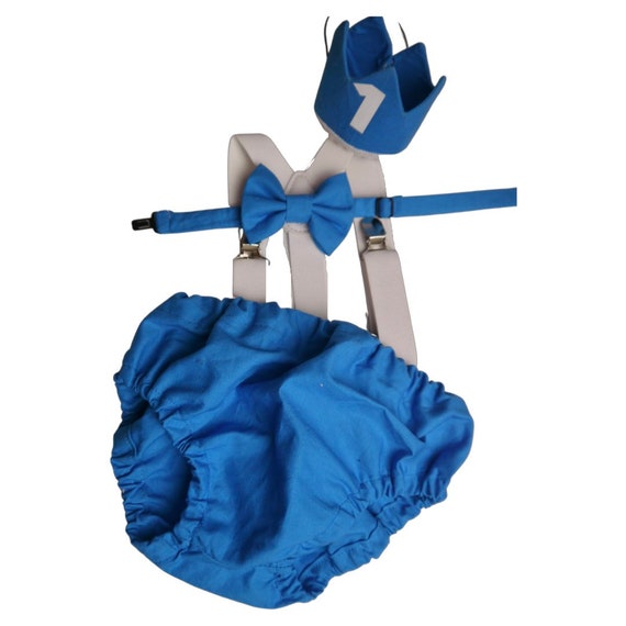 Cake Smash Outfit Boy Girl Set or buy the piece Royal Blue Diaper Cover BowTie Bow Tie Suspenders First Birthday 1st Nappy Cover Photo Prop