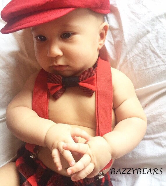 Cake Smash Outfit Boy Girl Buffalo Plaid Set or Buy the Piece Diaper Cover Bow Tie Suspenders Boys First 1st Birthday Lumberjack Photoshoot