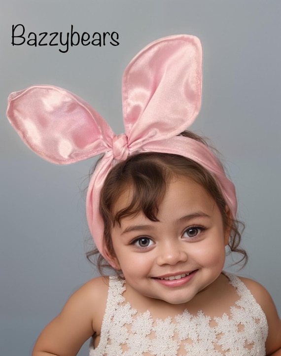 bunny ears headband, baby headband, flower headband, pink hair bow, photo shoot prop, easter headband, bunny hairband, pink floral bow