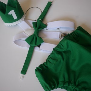 Baby Boy Green Cake Smash Outfit -- Baby Boy First Birthday Outfit Green