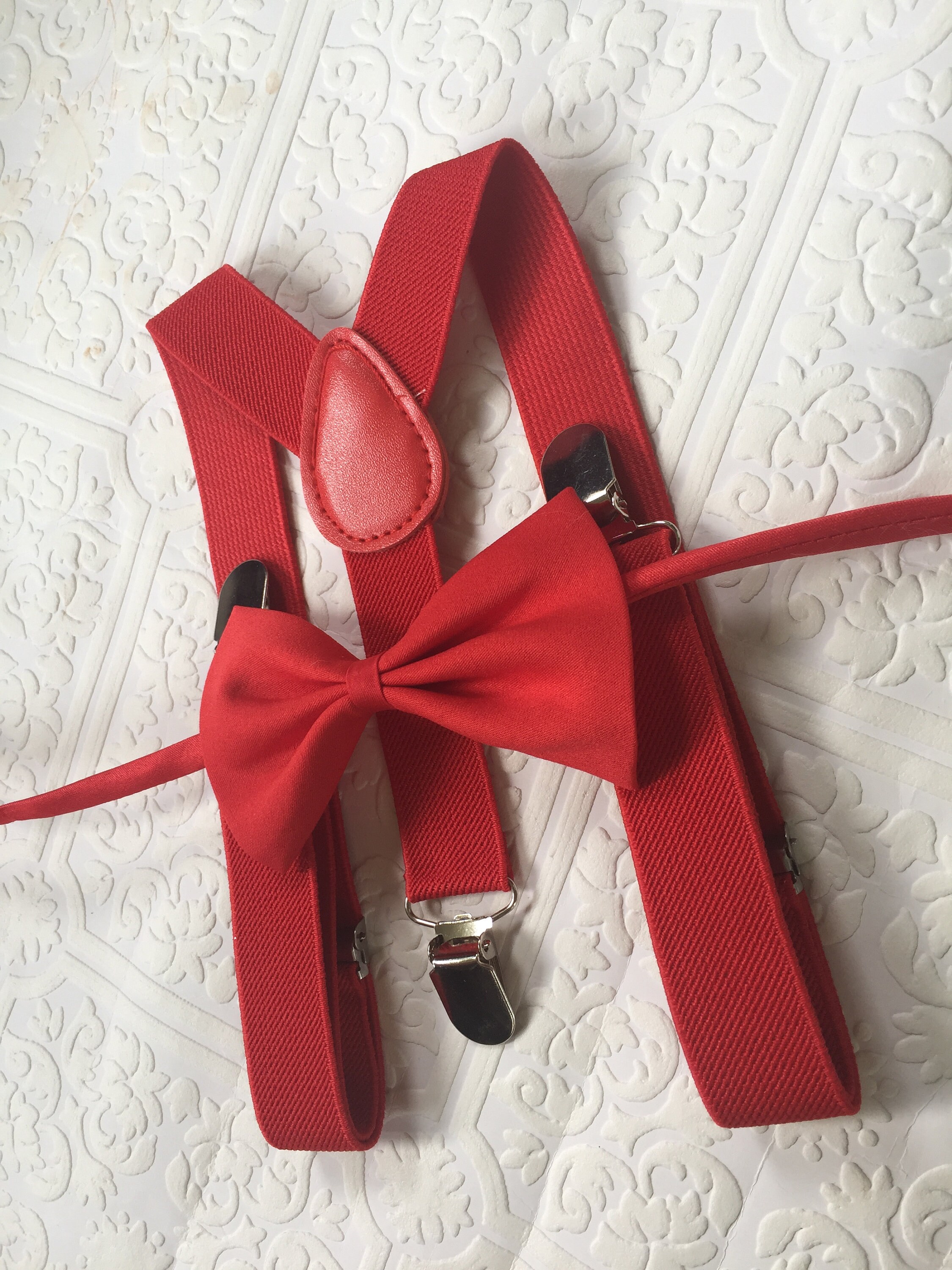 Red suspenders and bow tie, red suspender for toddlers, bow tie and