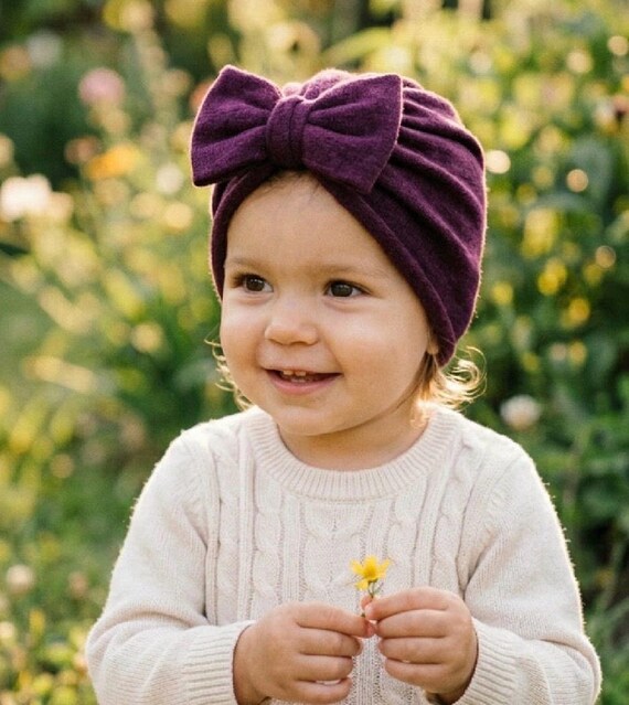 Turban hat, Baby Hat, Baby Girl Bow, Hair Bow, Turban For Tots, Newborn Bow, Baby Shower Gift, Autumn Bows, Turban Knot, Toddler Hat