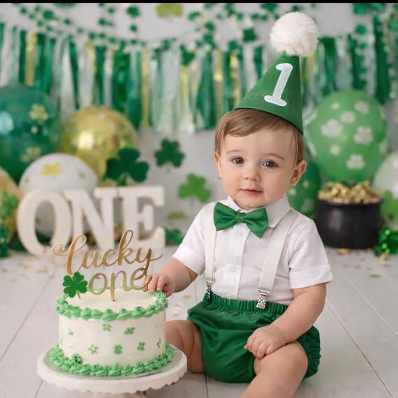 Baby Boy Green Cake Smash Outfit -- Baby Boy First Birthday Outfit Green