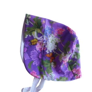 Lila Baumwolle Baby Bonnet, Country Bonnet, New Born Bonnet, Baby Sun Bonnet, Sommer Bonnet, Kleinkind Bonnet, Baby Mütze, Bonnet Chapeau