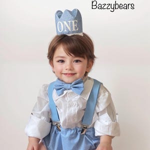 baby boy denim blue and white themed cake smash outfit nappy diaper cover suspenders bow tie boy first birthday outfit 1st birthday