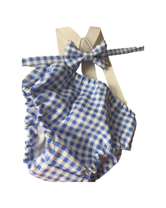 Blue plaid Diaper Cover, Blue Plaid First Birthday Outfit, blue Cake Smash, First Birthday Boy