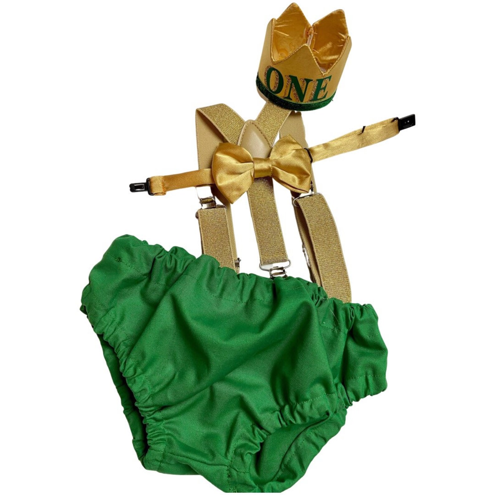 1 Green and Gold Boy Cake Smash Outfit for St. Patrick’s Day “Lucky One” 1st Birthday Party main image 0