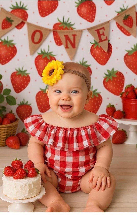 Berry First Birthday Romper, 1st Birthday Outfit, Hand-embroidered One Romper, Personalized Strawberry Girl Dress, Customized Birthday gift