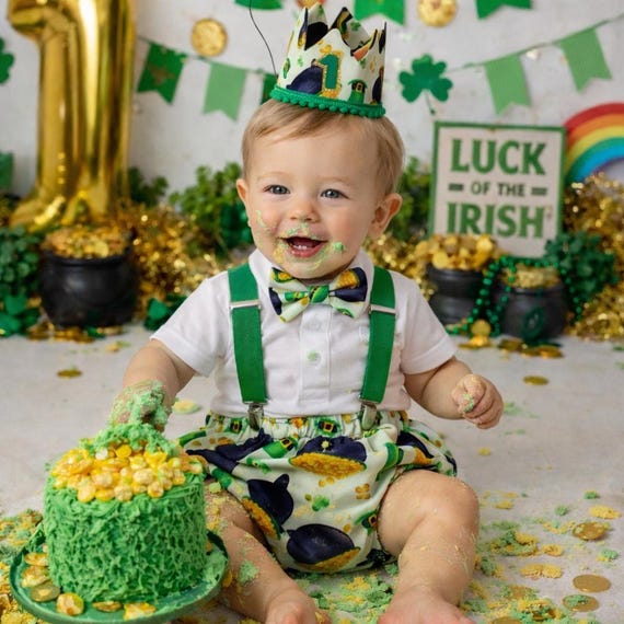 Boy Cake Smash Outfit, Cake Smash Set, St. Patrick’s Day Cake Smash, Lucky One Cake Smash, Irish 1st Birthday, Boy 1st Birthday