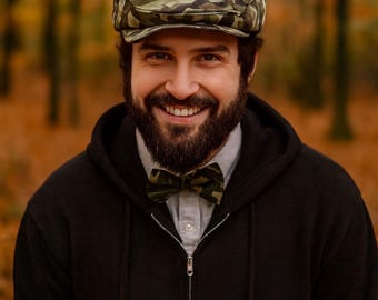 Gorra plana de camuflaje, sombrero de boda de camuflaje, sombrero de vendedor de periódicos de camuflaje, sombrero de camuflaje para hombre, sombrero de portador de anillos de camuflaje gris marrón, sombrero de hiedra de camuflaje para niño, sombrero Jeff de camuflaje