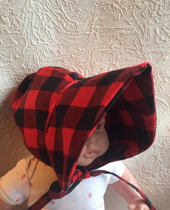 red plaid baby hat