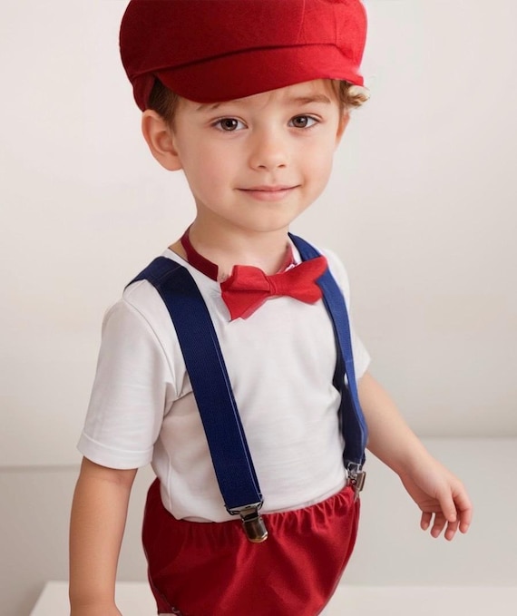 red cake smash outfit boy, Videogame cake smash, red bow tie, smash cake outfit boy, red diaper cover, red blue baby bow tie, red suspenders