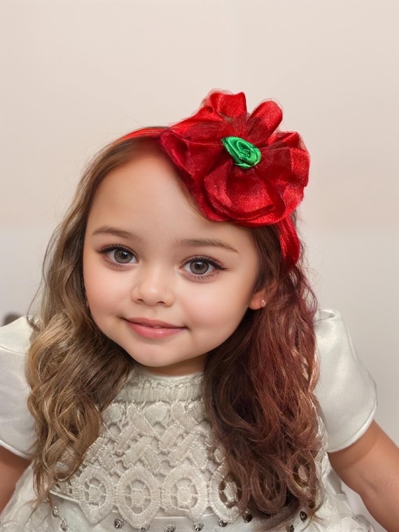 Christmas girl Headband, nylon stretchy floral headbands, baby girl shower gift headband Christmas floralheadband