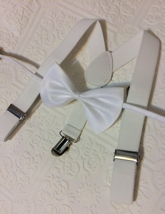 Baby Suspenders and Bow Tie White Baby Bow Tie Baby Bow Tie Etsy