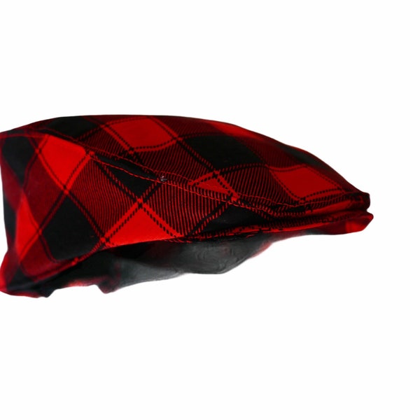 Red and Black Buffalo Check Flat Cap, Red Buffalo Plaid Newsboy Hat, Birthday Boy Buffalo Plaid Hat, Man Lumberjack Plaid Flat Cap Hat Gift