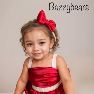 Christmas Red Hair Bow | Satin Classic Holiday Bow Clip | First Christmas Baby Headband | Small Sailor Pinch Red Clip | Girls Holiday Clip