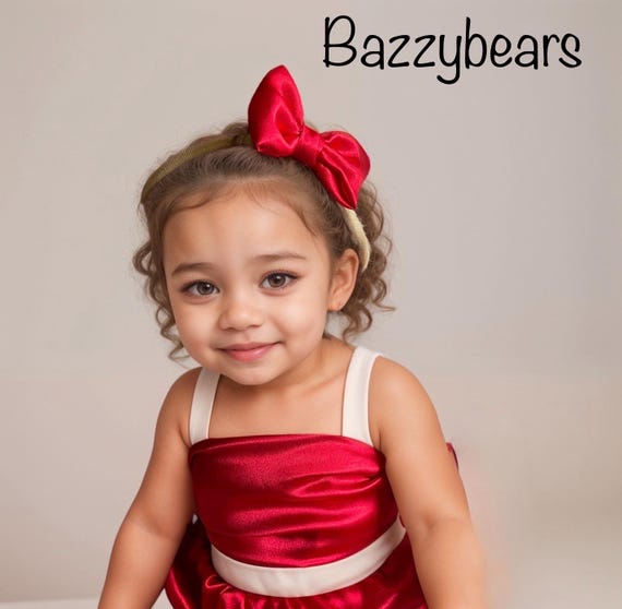 Christmas Red Hair Bow | Satin Classic Holiday Bow Clip | First Christmas Baby Headband | Small Sailor Pinch Red Clip | Girls Holiday Clip