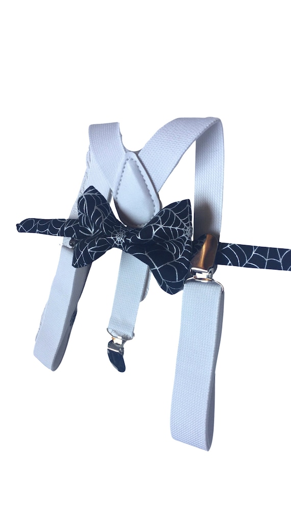 Halloween Bow Tie and white Suspender set -Bow Tie and Suspender Set for Baby,Toddler and Boys, Suspender and bow tie set