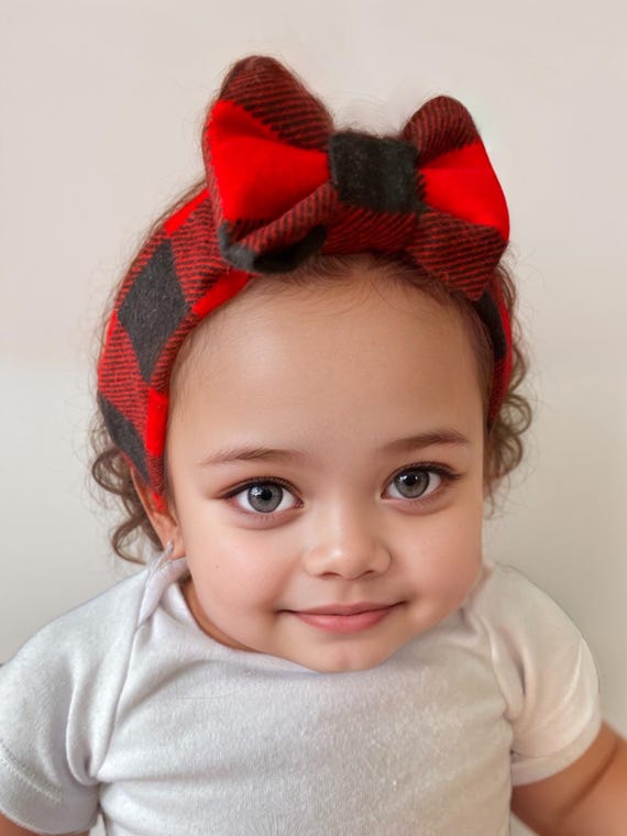 Buffalo Plaid Bow, Christmas Headband, Baby Bows, Baby Headband, Baby Bow Headband, Baby Girl Headband, Buffalo Plaid, Newborn headband