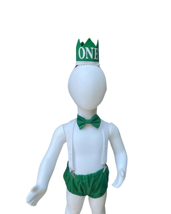 Baby Boy Green Cake Smash Outfit -- Baby Boy First Birthday Outfit Green