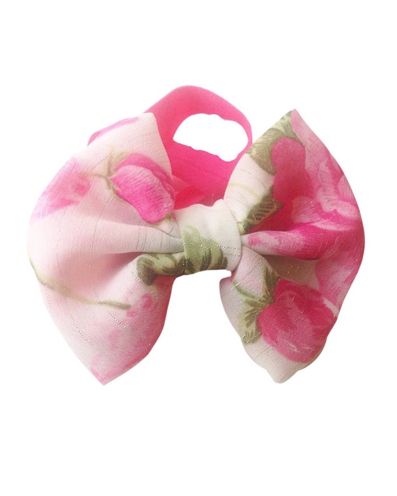 Pink baby headband, baby headband, pink bow headband, newborn headband, bow headband, roses headband, baby roses headband,pink rose baby