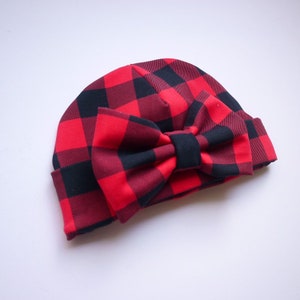 buffalo plaid baby hat