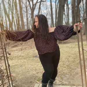 Off The Shoulder Long Sleeve Oversized Slouchy Shirt, Baggy Off The Shoulder Chiffon Shirt