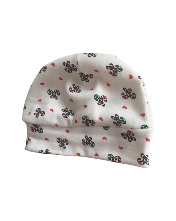 Newborn Hat, Candy cane Hat, Baby Beanie, White Hat, Hospital Hat, Baby Shower Gifts, Baby Accessories