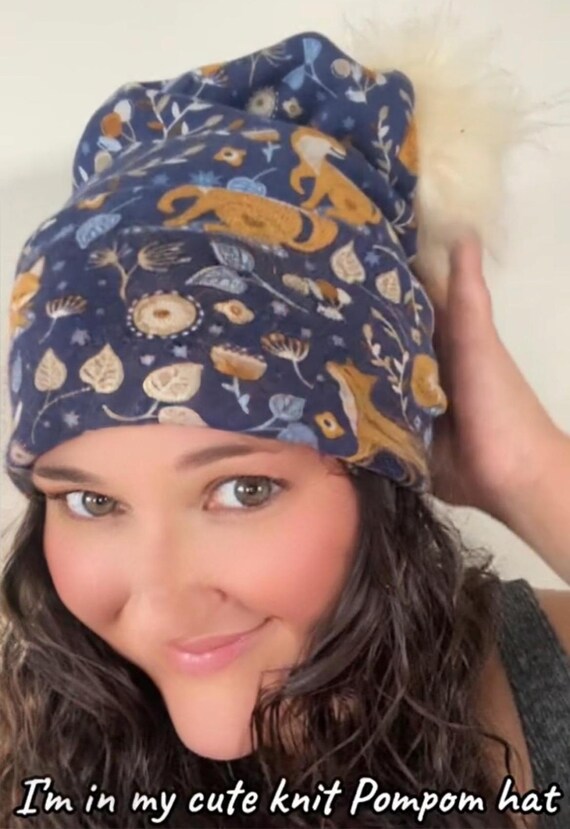 Winter Hat, Cable Knit Hat, Beanie, Hand Made Hat, Winter Beanie, Real Fur Pom Pom Ha, Fleece Lined hat, Removable Pom Pom, Crochet Beanie