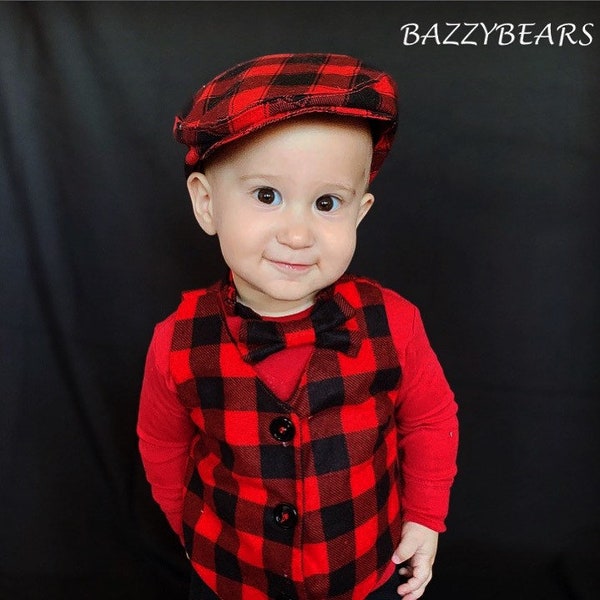 Boys red vest and bow tie Toddler boy vest Baby boy bow tie Infant vest boy Christmas outfit Page boy outfit Boy vest Toddler vest and tie