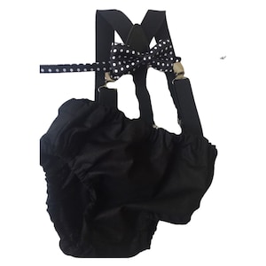 Tenue pour garçon Cake Smash, 1er anniversaire de garçon noir, couvre-couche noir, nœud papillon, porte-jarretelles, bretelles noires, premier anniversaire de garçon, garçons 1er