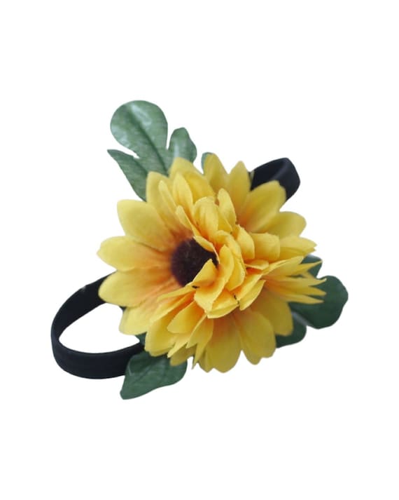 sunflower baby headband, 3 flower headband, baby headband, summer baby headband, spring baby headband, yellow flower headband, simple baby