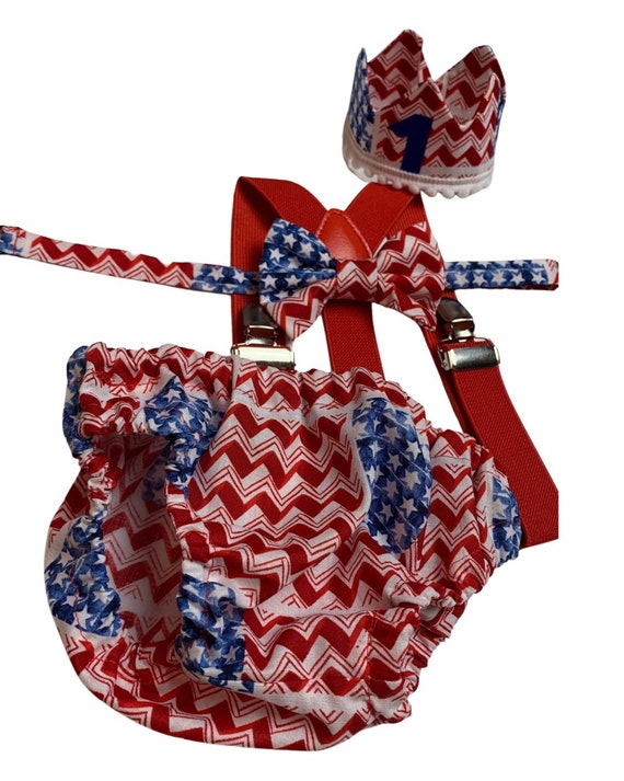 Boys 4th of July Blue White Star Bow Tie Suspender Set, Baby Boy Bow Tie, First Birthday Boy, Toddler Bow Tie, Boys Cake Smash Outfit, Gift