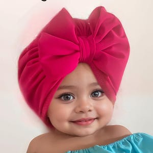 HOT PINK SWIM baby turban, messy bow turban, baby headwrap, knot turban, newborn turban, messy now, baby gift, choose your colour