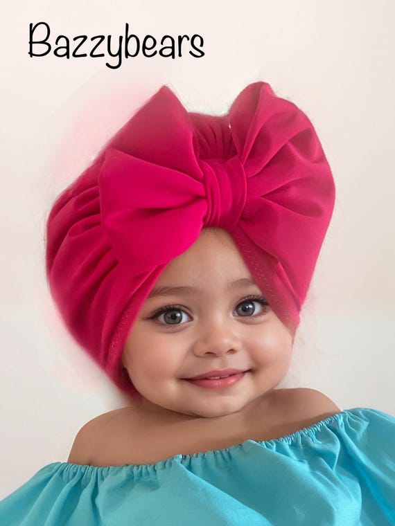 HOT PINK SWIM baby turban, messy bow turban, baby headwrap, knot turban, newborn turban, messy now, baby gift, choose your colour