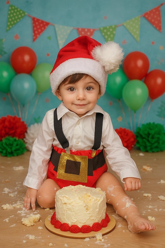 Christmas cake smash outfit, bowtie suspenders and diaper cover, Christmas 1st birthday outfit, boy christmas 1st birthday outfit