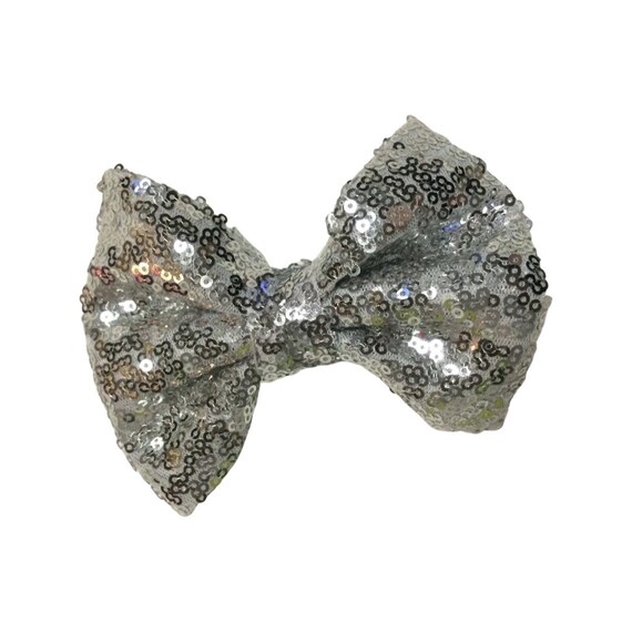 Silver bow headband, baby bow headband, sparkling bow headband, silver headband, silver baby headband, baby now headband, Christmas headband